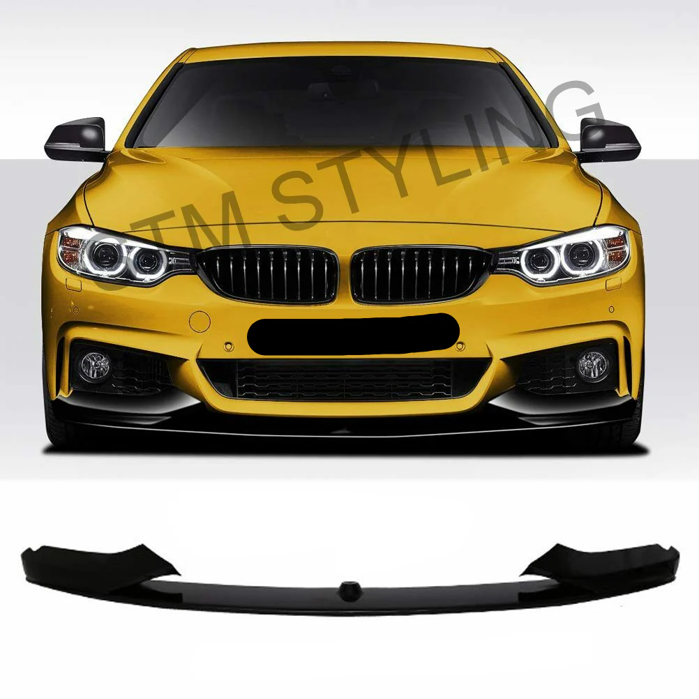 BMW F32 F33 F36 GLOSS BLACK FRONT SPLITTER LIP ABS BOTTOM 1 PIECE 4 SERIES COUPE