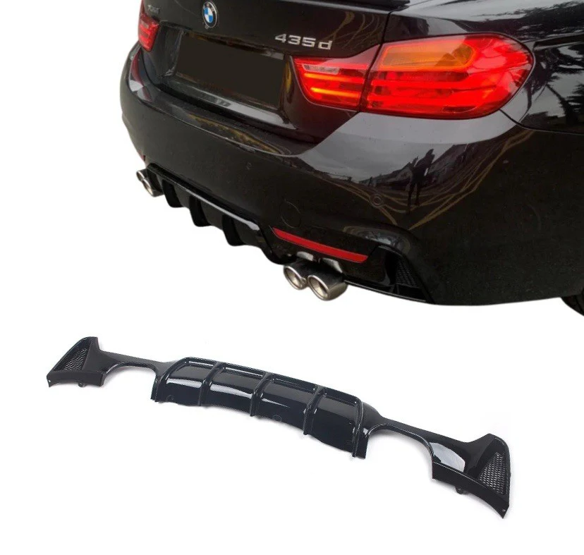 BMW F32 F33 F36 GLOSS BLACK REAR DIFFUSER QUAD EXIT VALANCE PERFORMANCE SPOILER