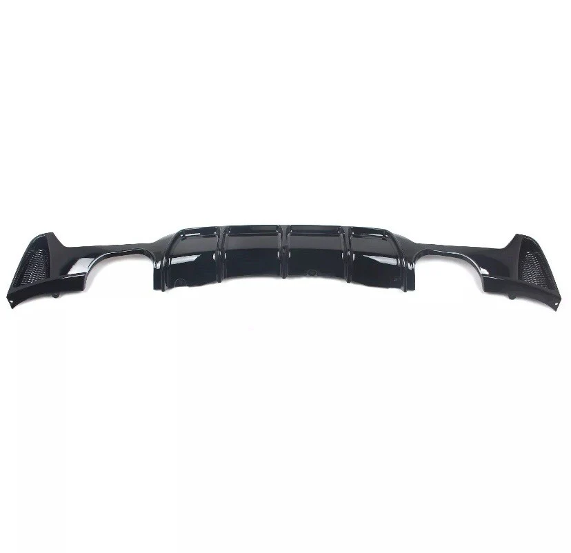 BMW F32 F33 F36 GLOSS BLACK REAR DIFFUSER QUAD EXIT VALANCE PERFORMANCE SPOILER - Image 3
