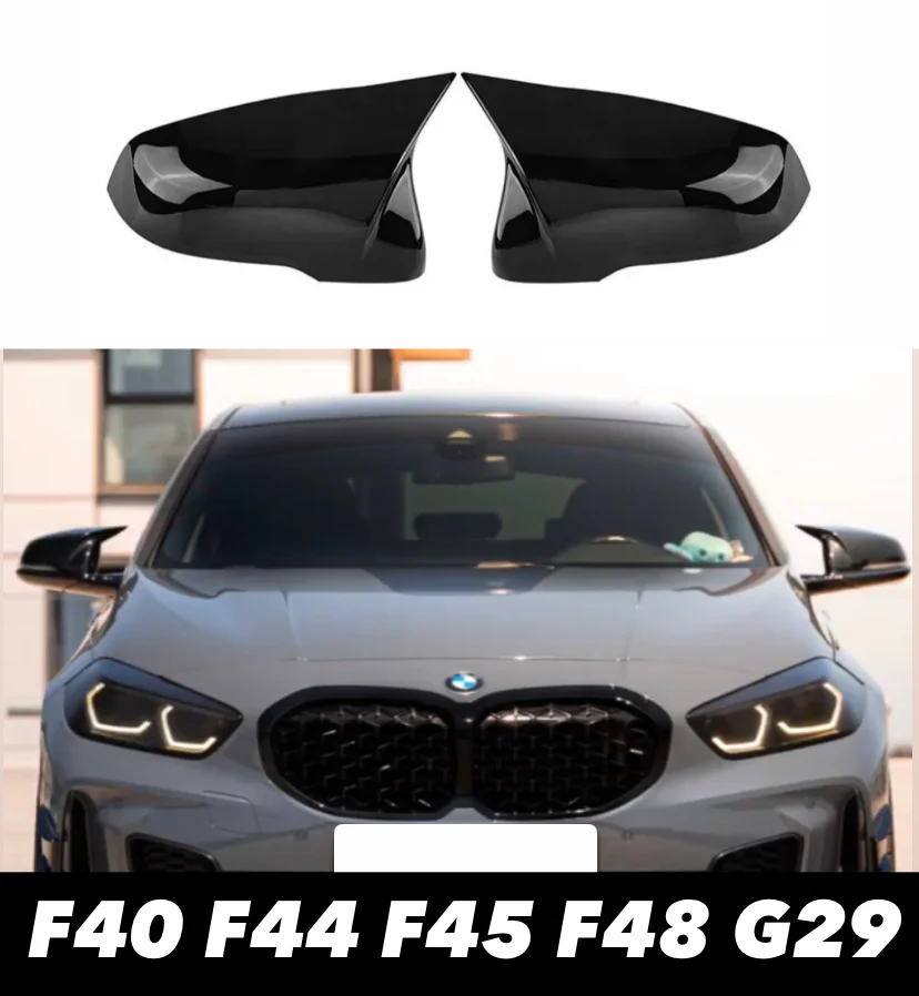 BMW F40 F44 F45 F46 F48 G29 2PCS DOOR WING MIRROR COVERS CAPS GLOSS BLACK ABS - Image 4
