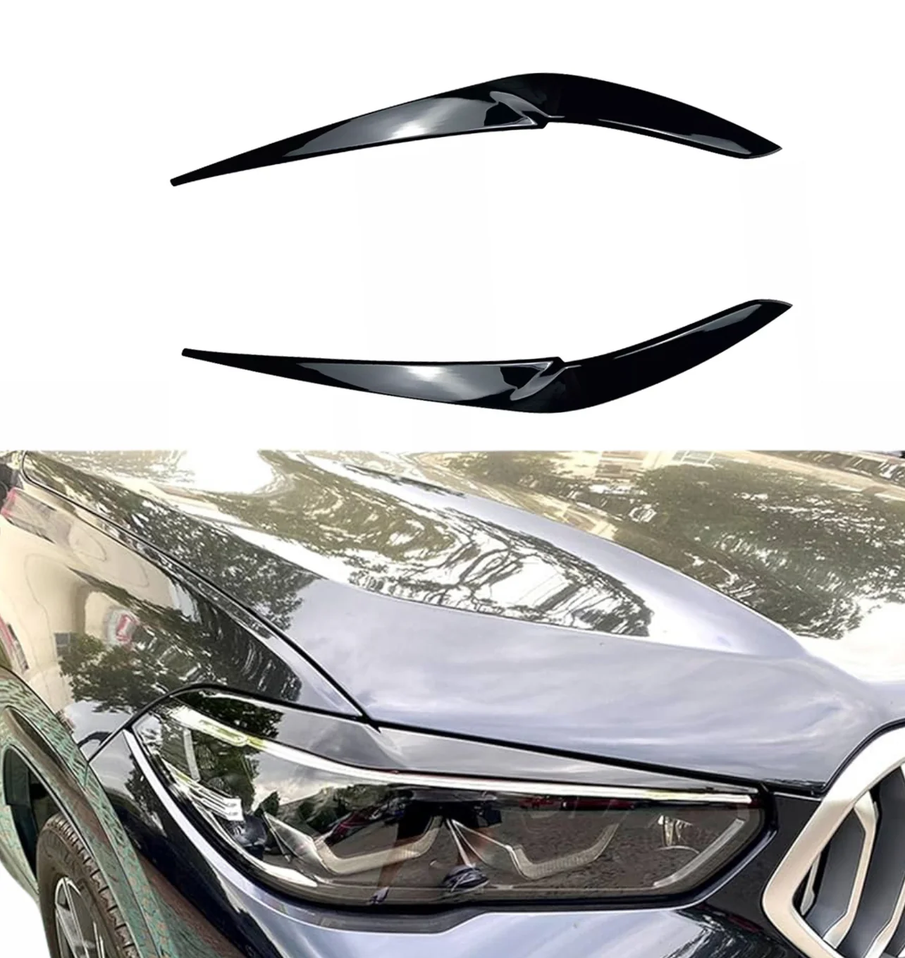 BMW G05 X5 2018-22 F95 X5M X6 G06 19-22 Headlight Eyelid Eyebrow Trim Gloss Black