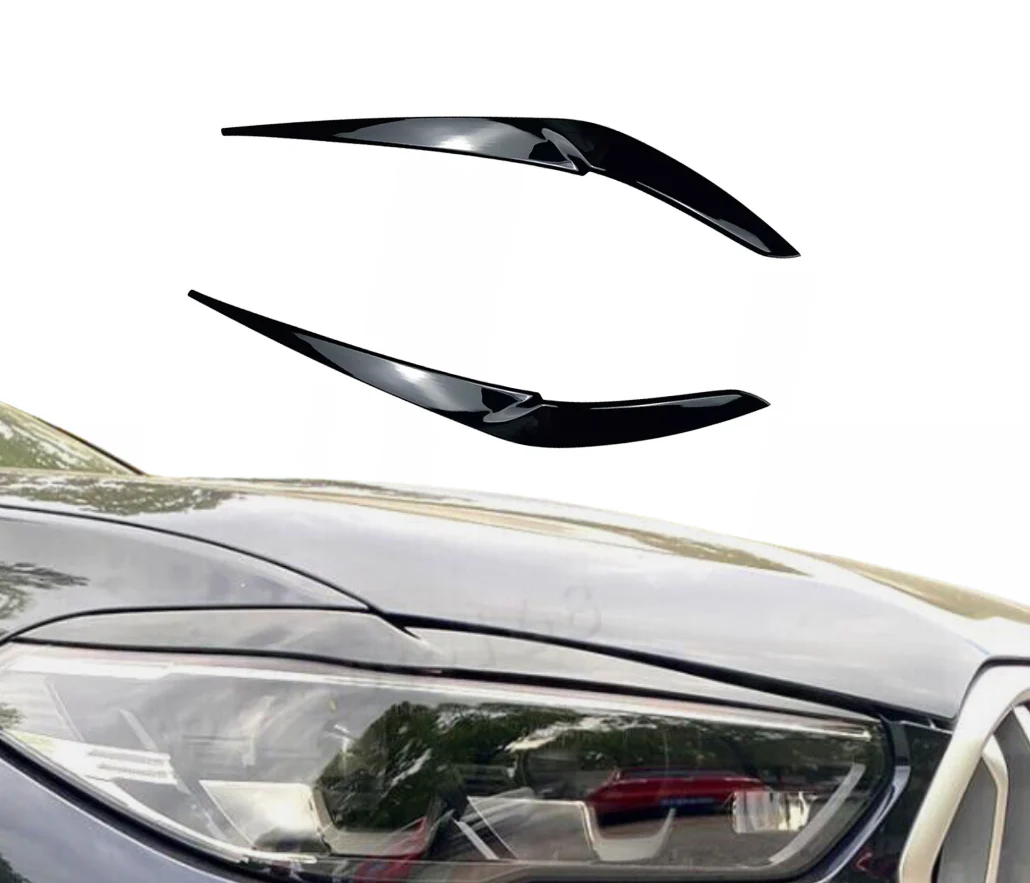 BMW G05 X5 2018-22 F95 X5M X6 G06 19-22 Headlight Eyelid Eyebrow Trim Gloss Black - Image 2