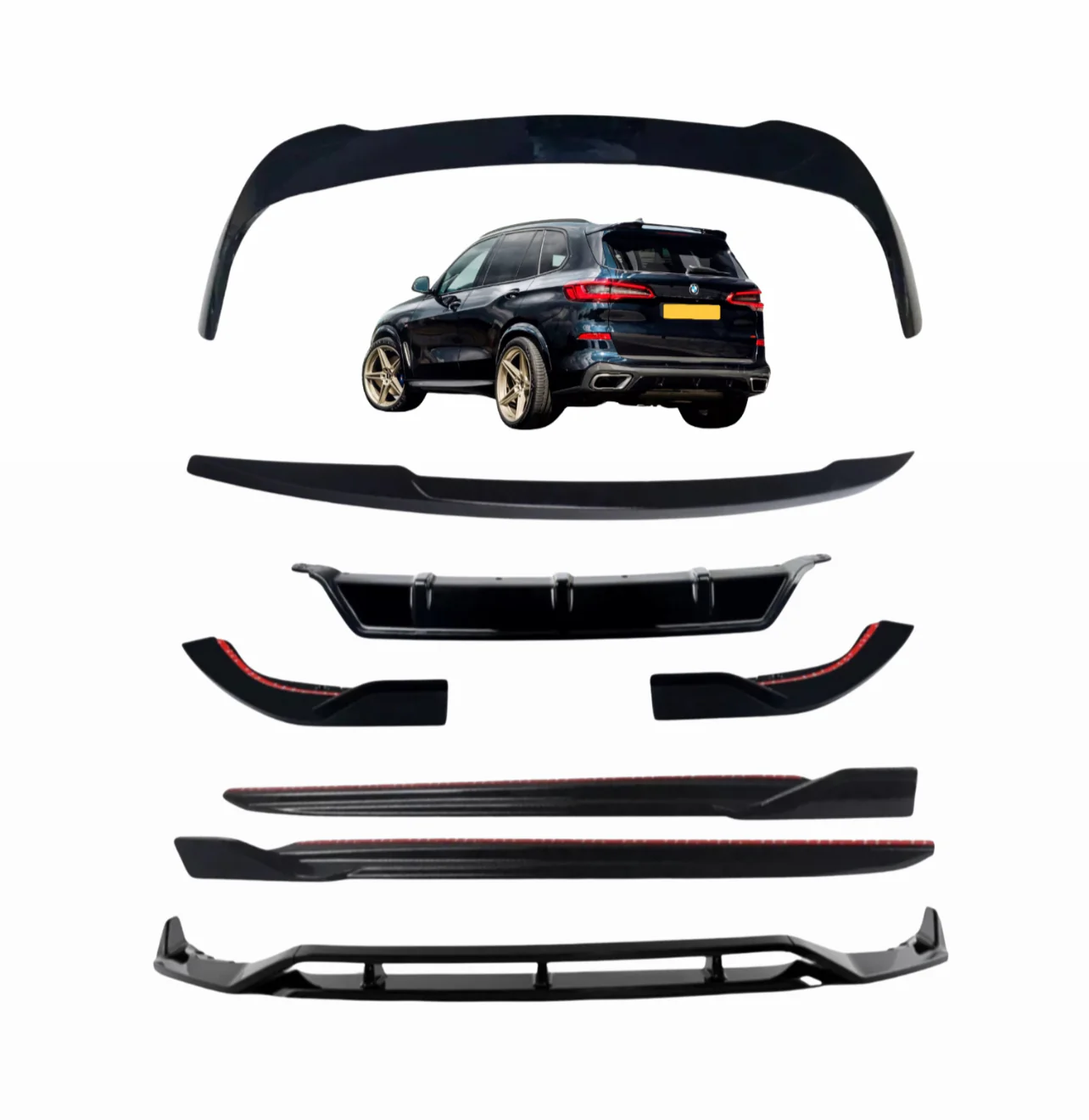 BMW G05 X5 Gloss Black kit V Spoiler Splitter Diffuser Performance Bodykit