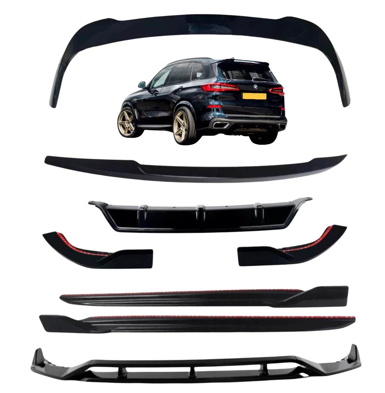 BMW G05 X5 Gloss Black kit V Spoiler Splitter Diffuser Performance Bodykit - Image 13