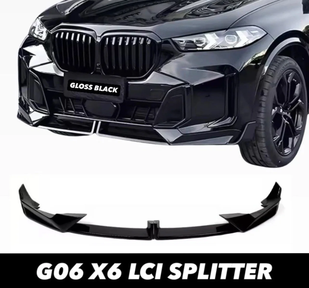 BMW G06 X6 LCI 23-25 MP Style Gloss Black Front Spoiler Splitter Lip Abs - Image 7