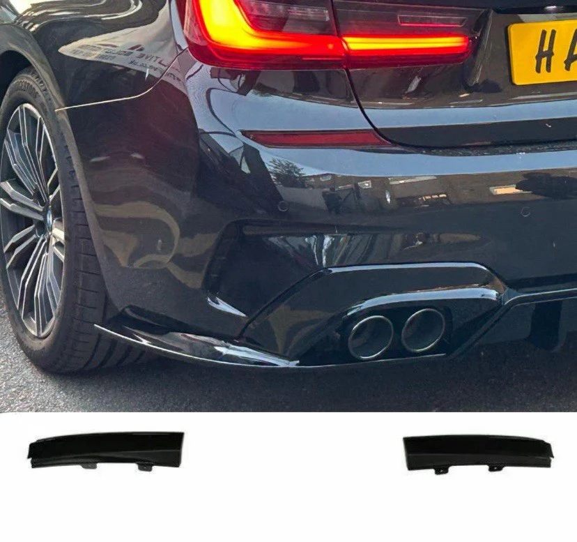 BMW G20 G80 3 SERIES GLOSS BLACK REAR BUMPER DIFFUSER SPLITTER CANARDS LIP - Image 2
