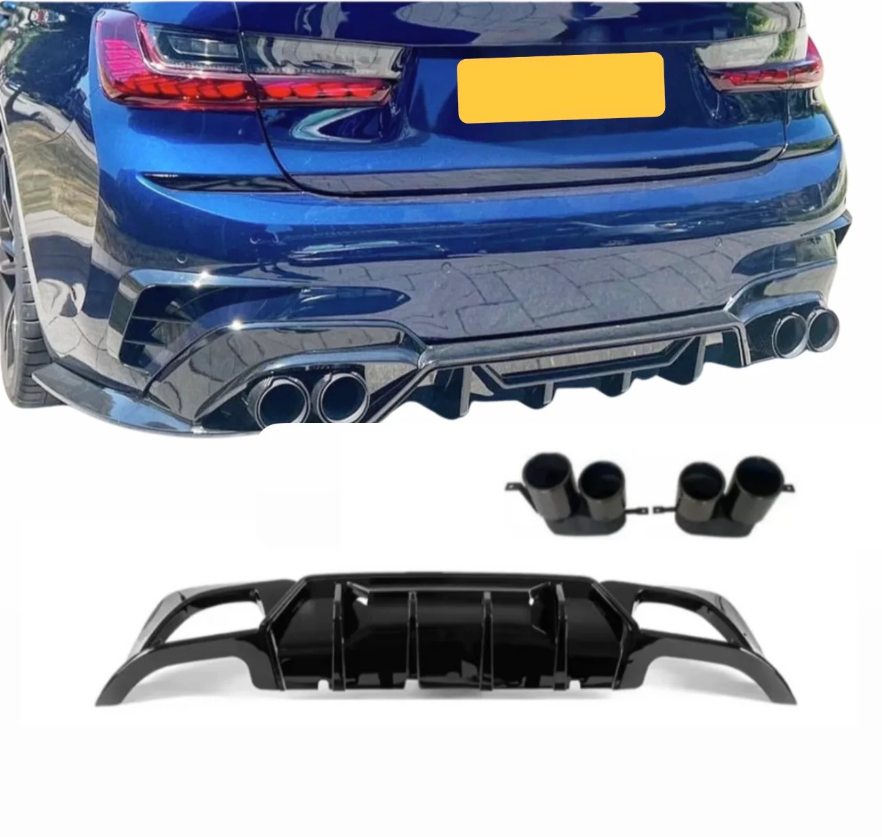 BMW G20 Kit 3 Series Quad Diffuser With Exhaust Tips Full Bodykit STM ED2 Splitter Pre Lci - Image 3