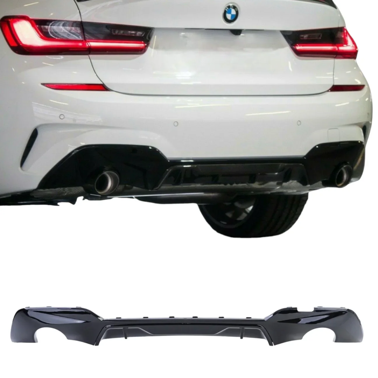 BMW G20 Kit Full Length Side Extensions Bodykit 3 Series Gloss Black Mp Diffuser V Splitter - Image 3
