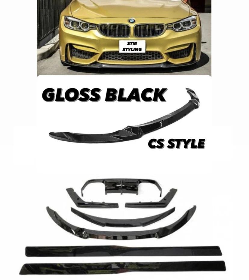 BMW M3 M4 F80 F82 F83 GLOSS FRONT SPLITTER REAR DIFFUSER SIDE SKIRTS BODY KIT - Image 2
