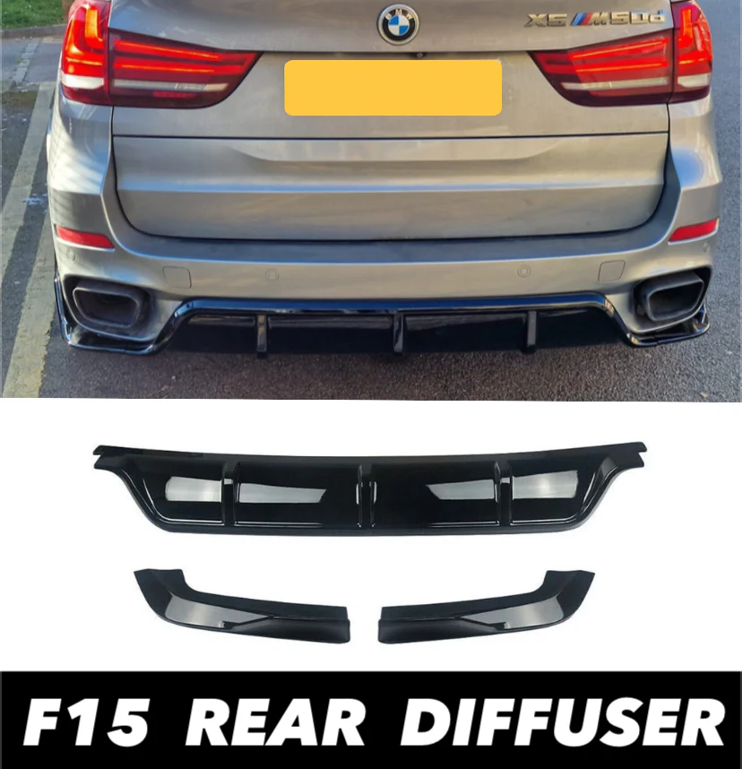 BMW X5 F15 Gloss Black Rear Diffuser Lip Valance Bumper + Side Canards M Sport - Image 8