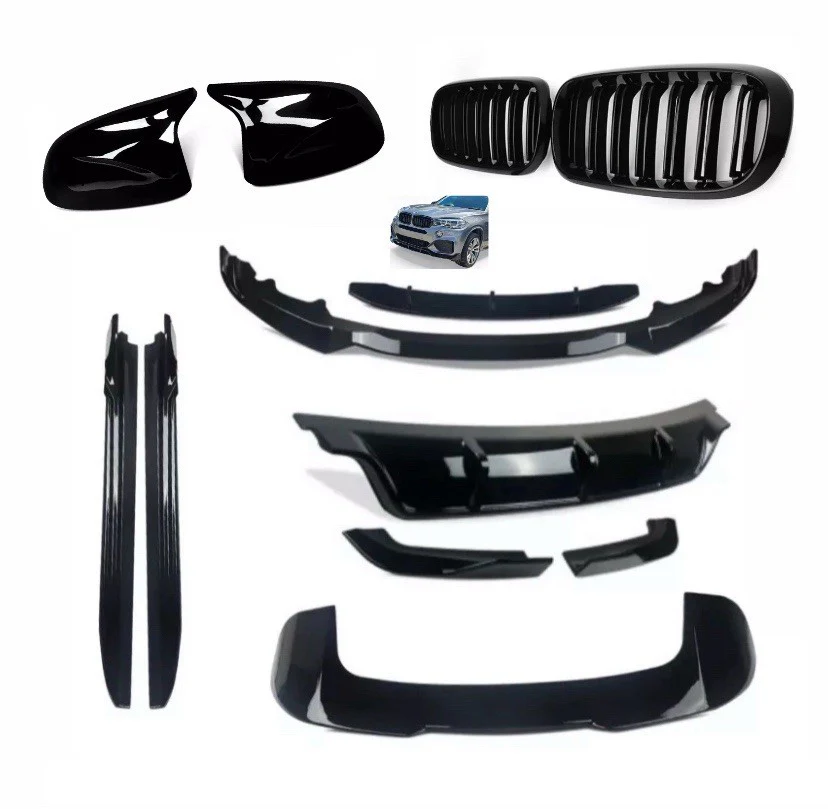 BMW X5 F15 KIT SPLITTER DIFFUSER SIDE SKIRTS SPOILER GLOSS BLACK GRILLES MIRRORS - Image 8
