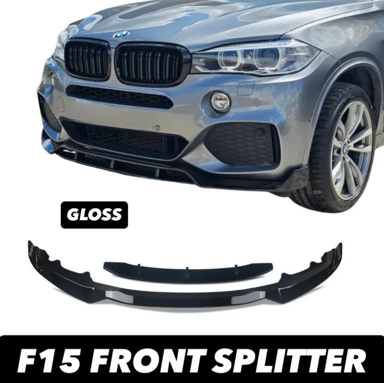BMW X5 F15 M PERFORMANCE FRONT SPLITTER SPOILER LIP KIT GLOSS BLK 2013-2018 - Image 7
