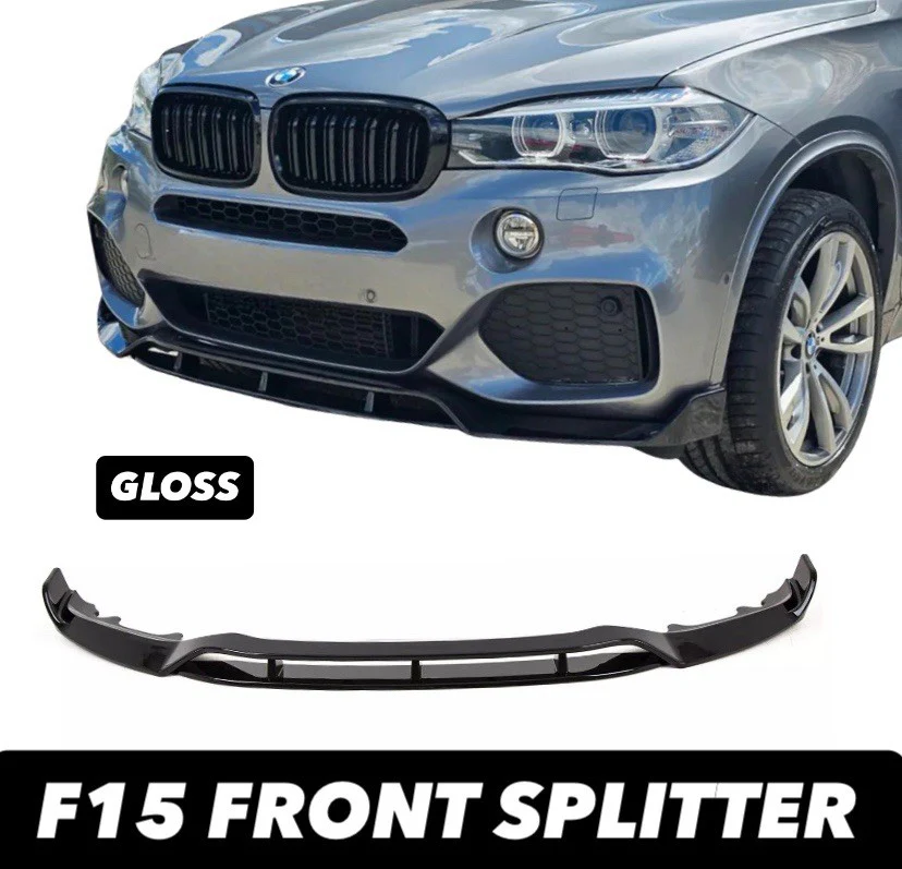 BMW X5 F15 M PERFORMANCE FRONT SPLITTER SPOILER LIP KIT GLOSS BLK 2013-2018 - Image 5