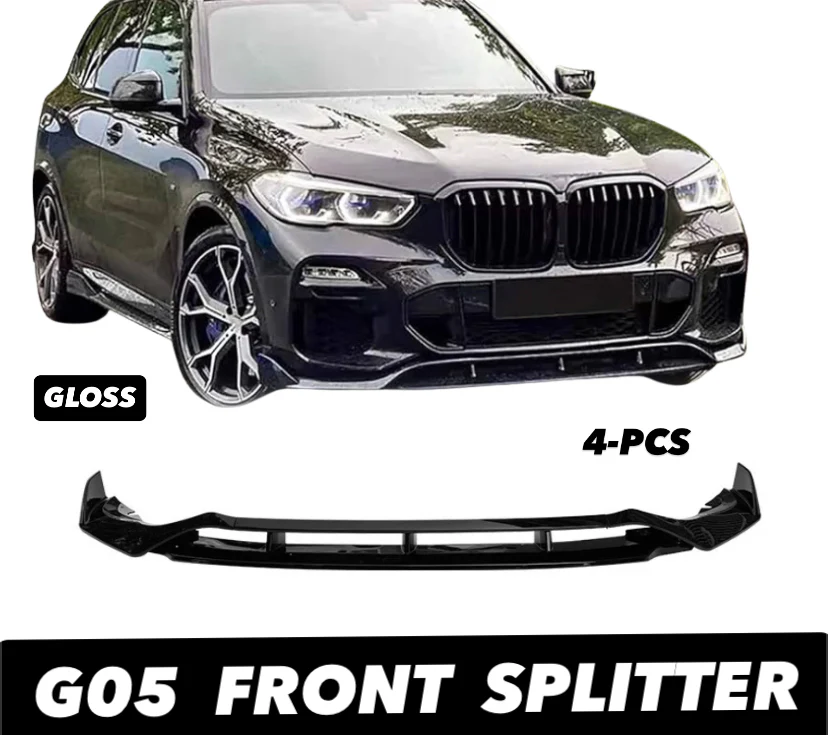 BMW X5 G05 M PERFORMANCE FRONT SPLITTER KIT SPOILER LIP GLOSS BLACK 2019-23 - Image 6