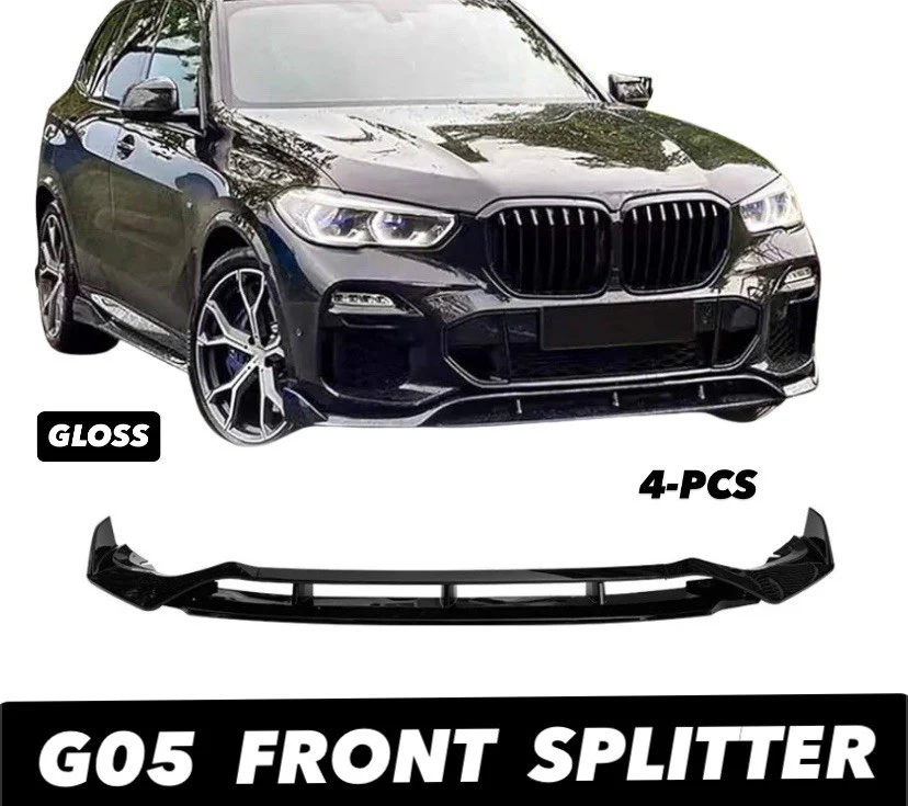 BMW X5 G05 M PERFORMANCE FRONT SPLITTER KIT SPOILER LIP GLOSS BLACK 2019-23 - Image 2