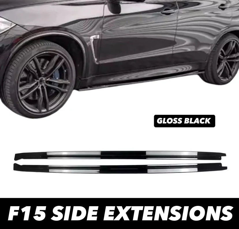 BMW X5M F85 F15 X6M F86 F16 GLOSS BLACK SIDE SKIRT EXTENSION BLADE LIP MP - Image 2