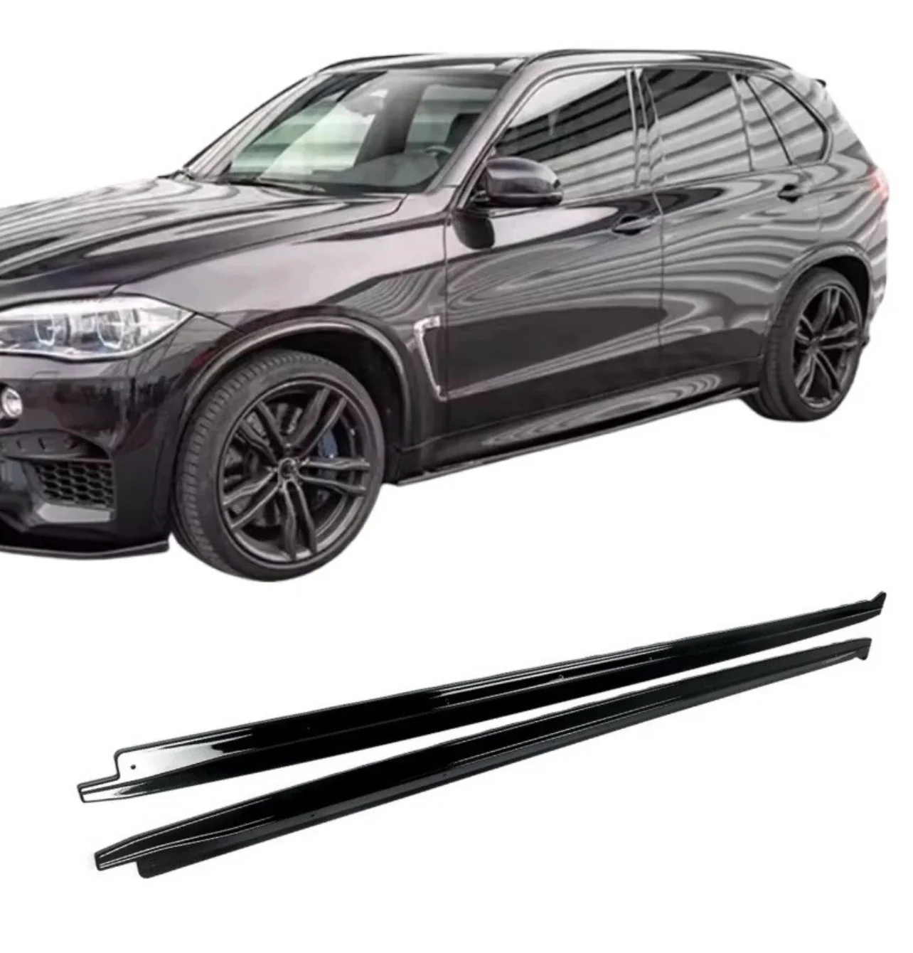 BMW X5M F85 F15 X6M F86 F16 GLOSS BLACK SIDE SKIRT EXTENSION BLADE LIP MP