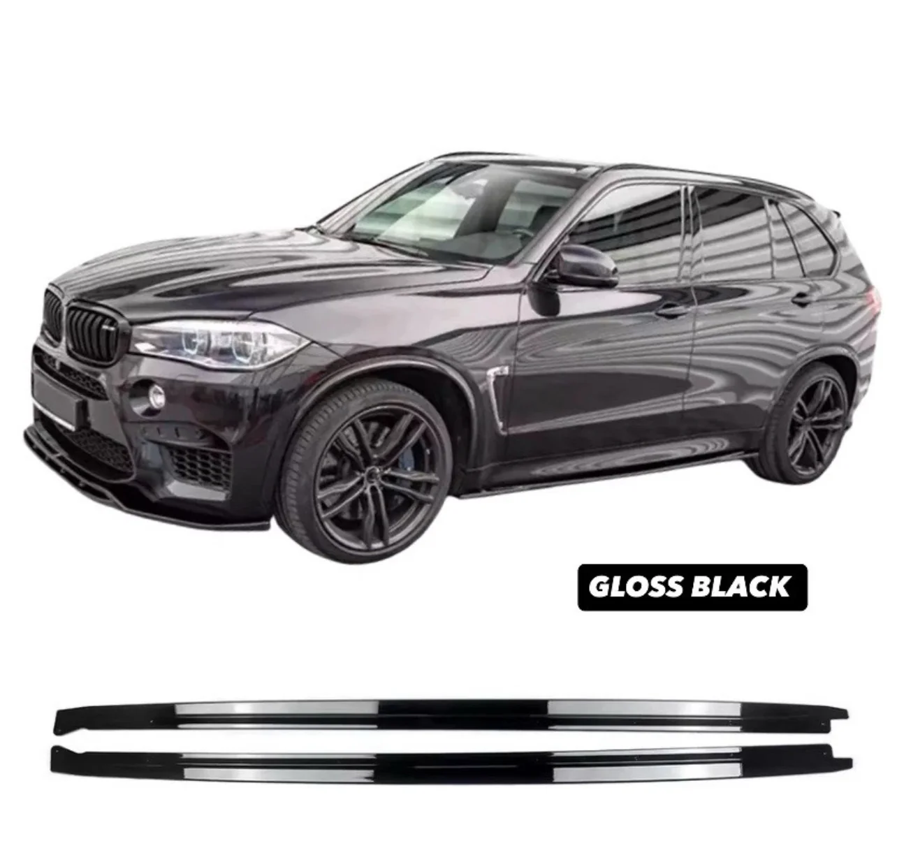 BMW X5M F85 F15 X6M F86 F16 GLOSS BLACK SIDE SKIRT EXTENSION BLADE LIP MP - Image 2