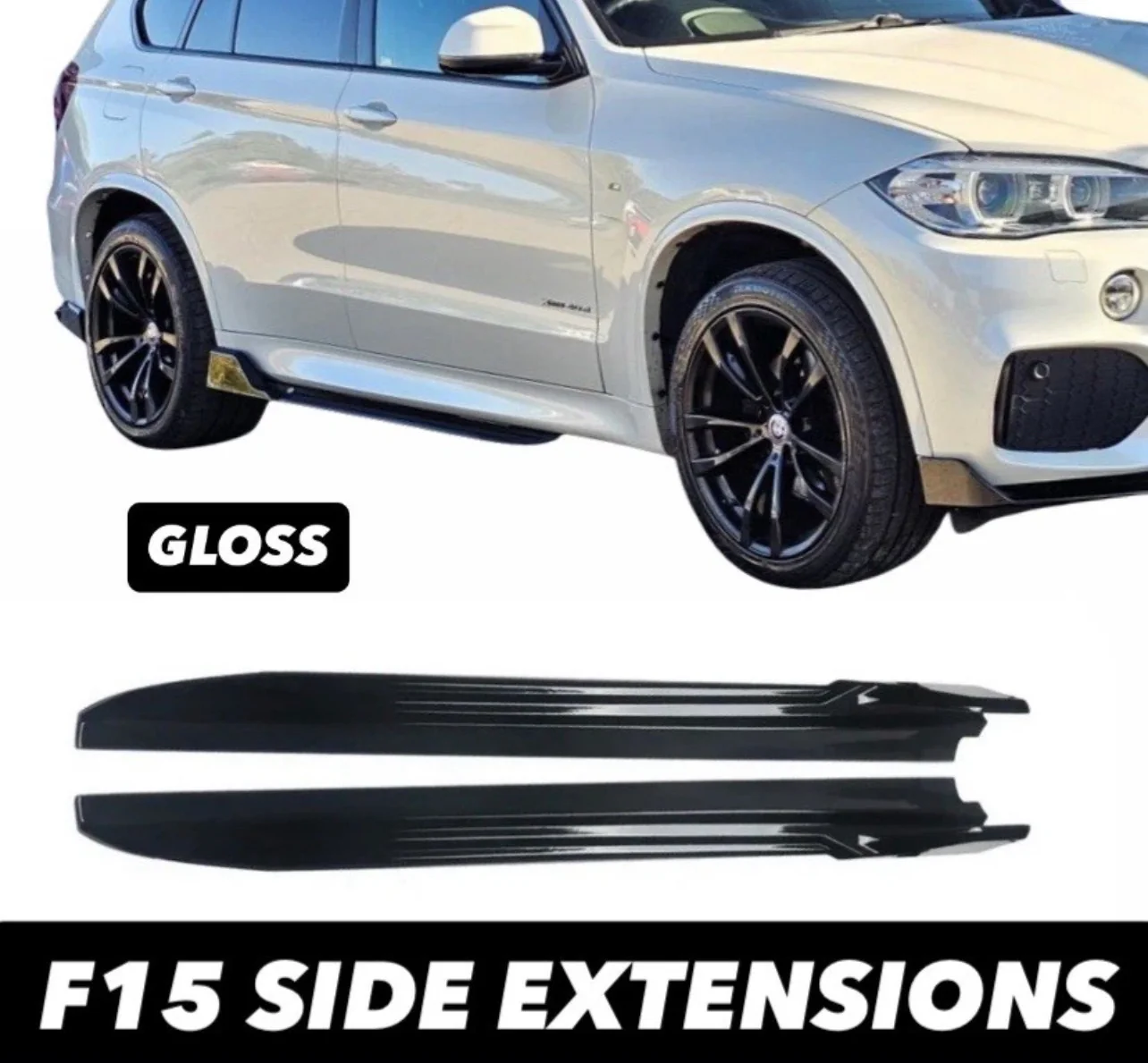BMW X5M F85 F15 X6M F86 F16 GLOSS BLACK SIDE SKIRT SKIRTS EXTENSION BLADE - Image 13