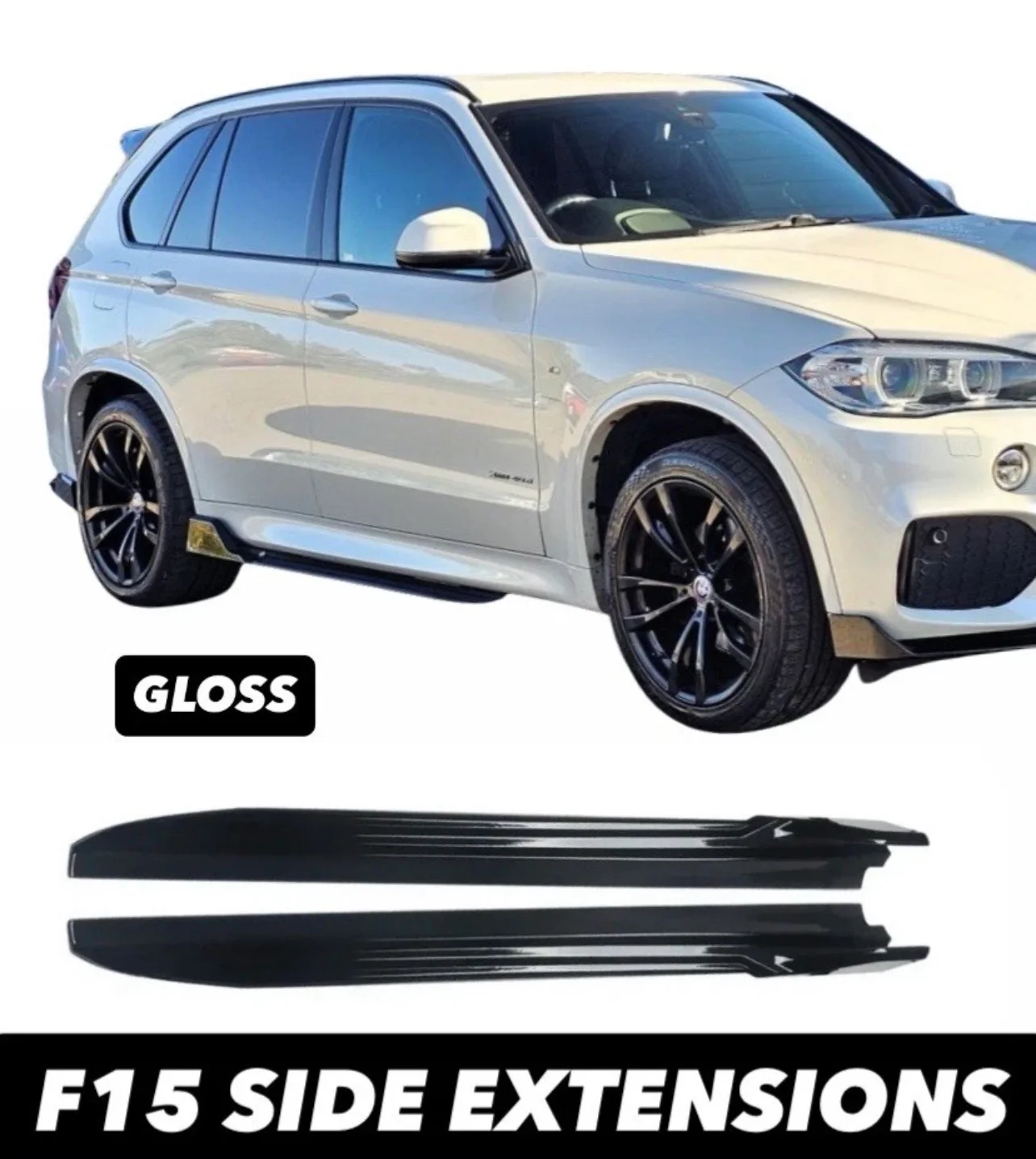 BMW X5M F85 F15 X6M F86 F16 GLOSS BLACK SIDE SKIRT SKIRTS EXTENSION BLADE - Image 5