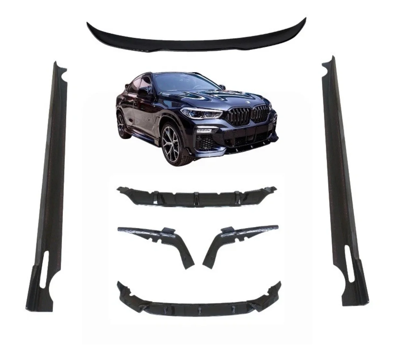 BMW X6 G06 AERO BODYKIT BODY KIT FRONT SPLITTER LIP REAR DIFFUSER SKIRT 19+ BK