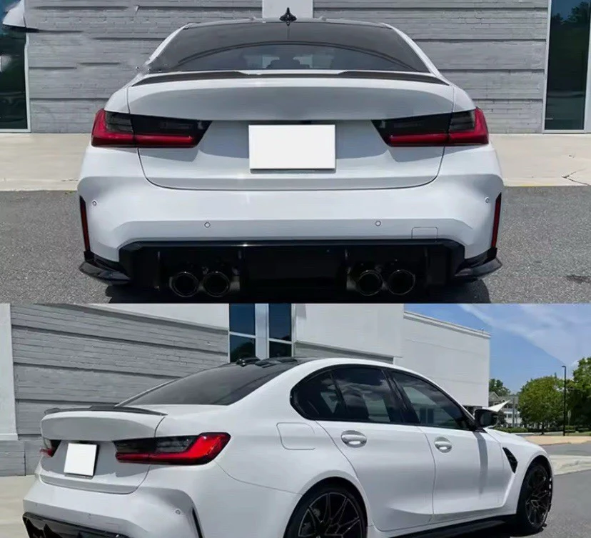 FOR BMW 3 SERIES G20 V STYLE M4 2019+ REAR SLIMLINE BOOT SPOILER LIP GLOSS BLACK - Image 6
