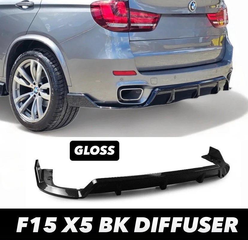 FOR BMW X5 F15 KNIGHT AERO KIT REAR DIFFUSER LIP SPLITTER VALANCE GLOSS  BLACK - Image 2