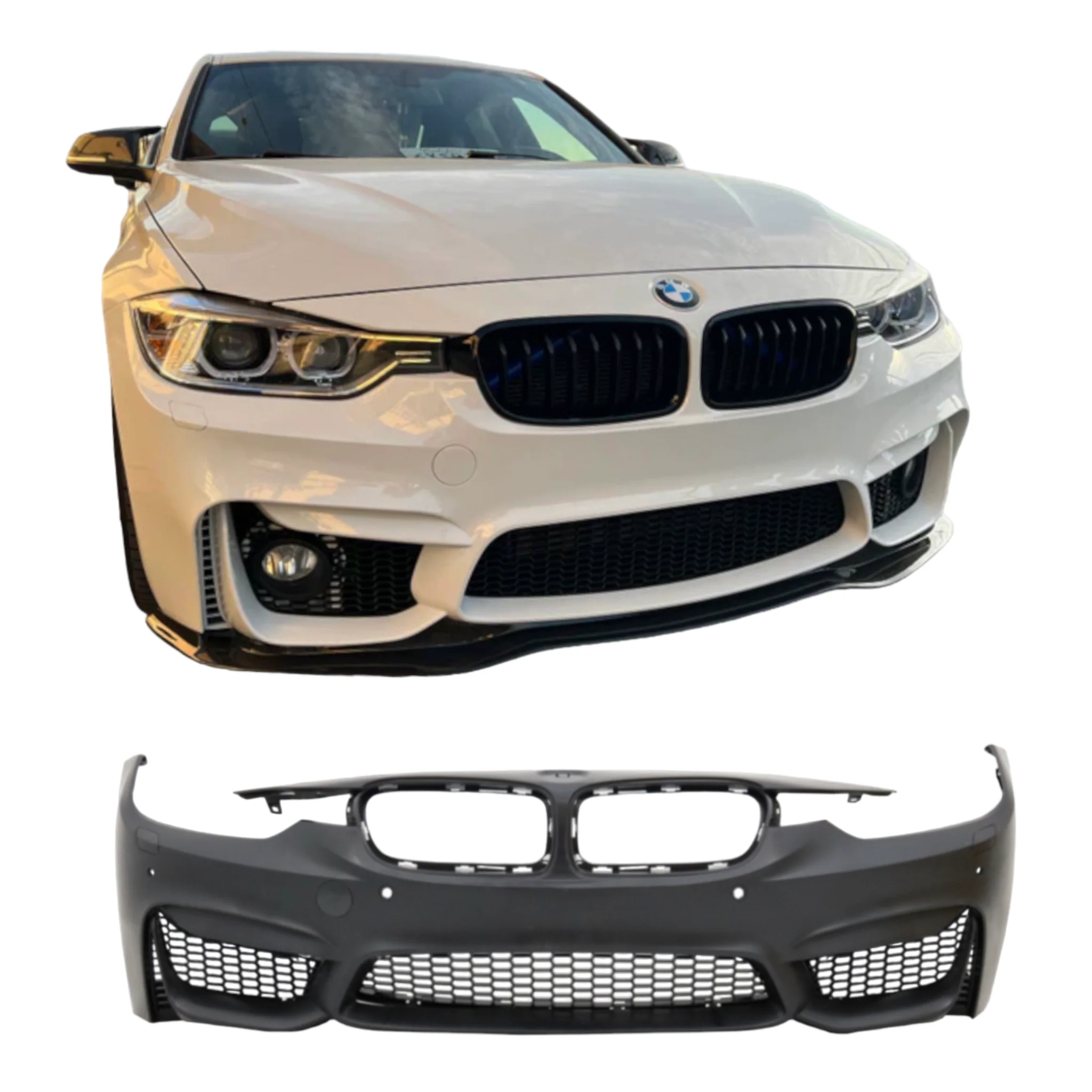 Front Bumper With Mesh Grilles PP Lip - Fits BMW F30 F31 3 Series - ABS - Unpainted