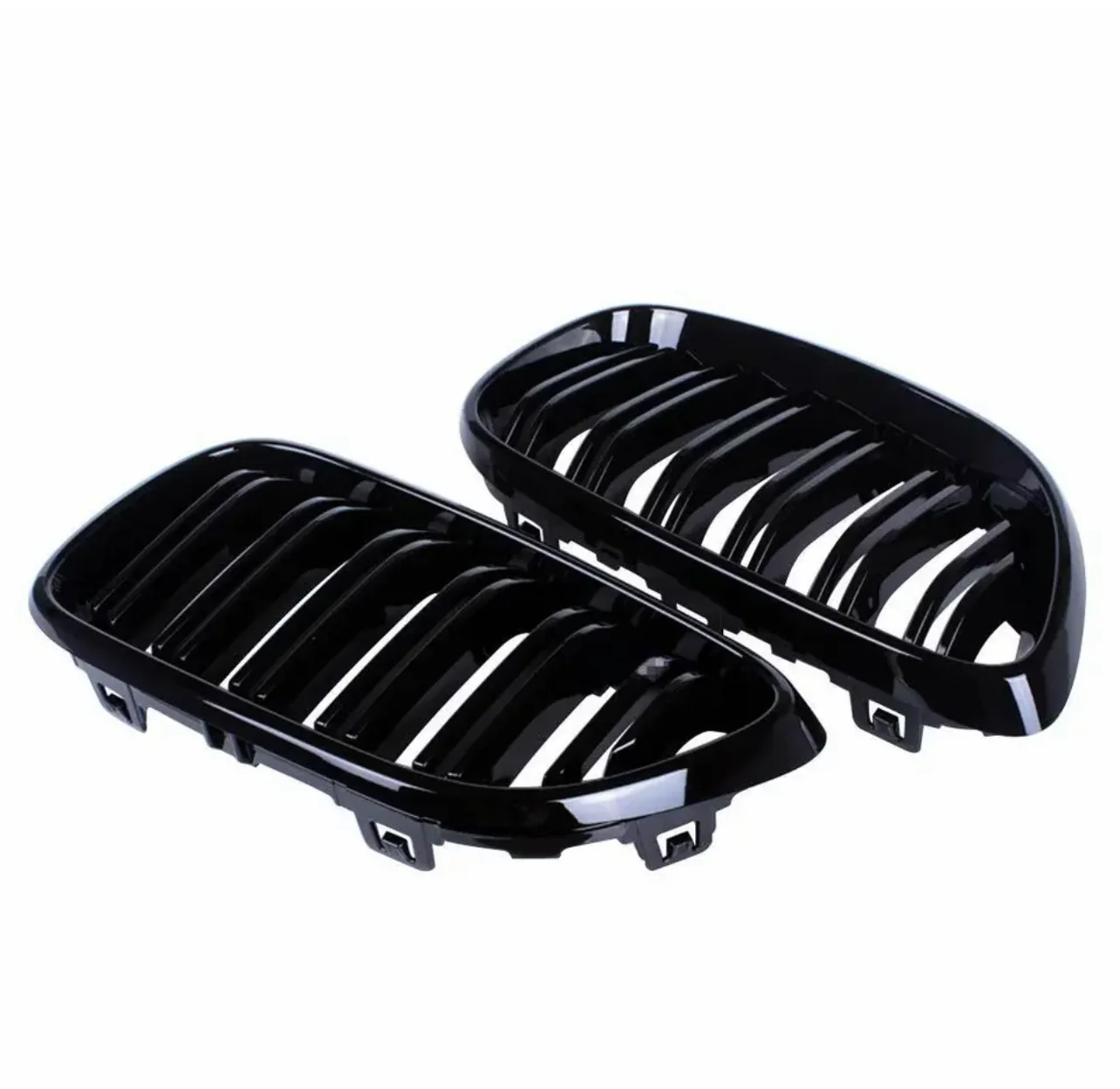 Front Grilles - Double Slat - Fits BMW F22 F23 M2 - 2 Series - Gloss Black - Image 4