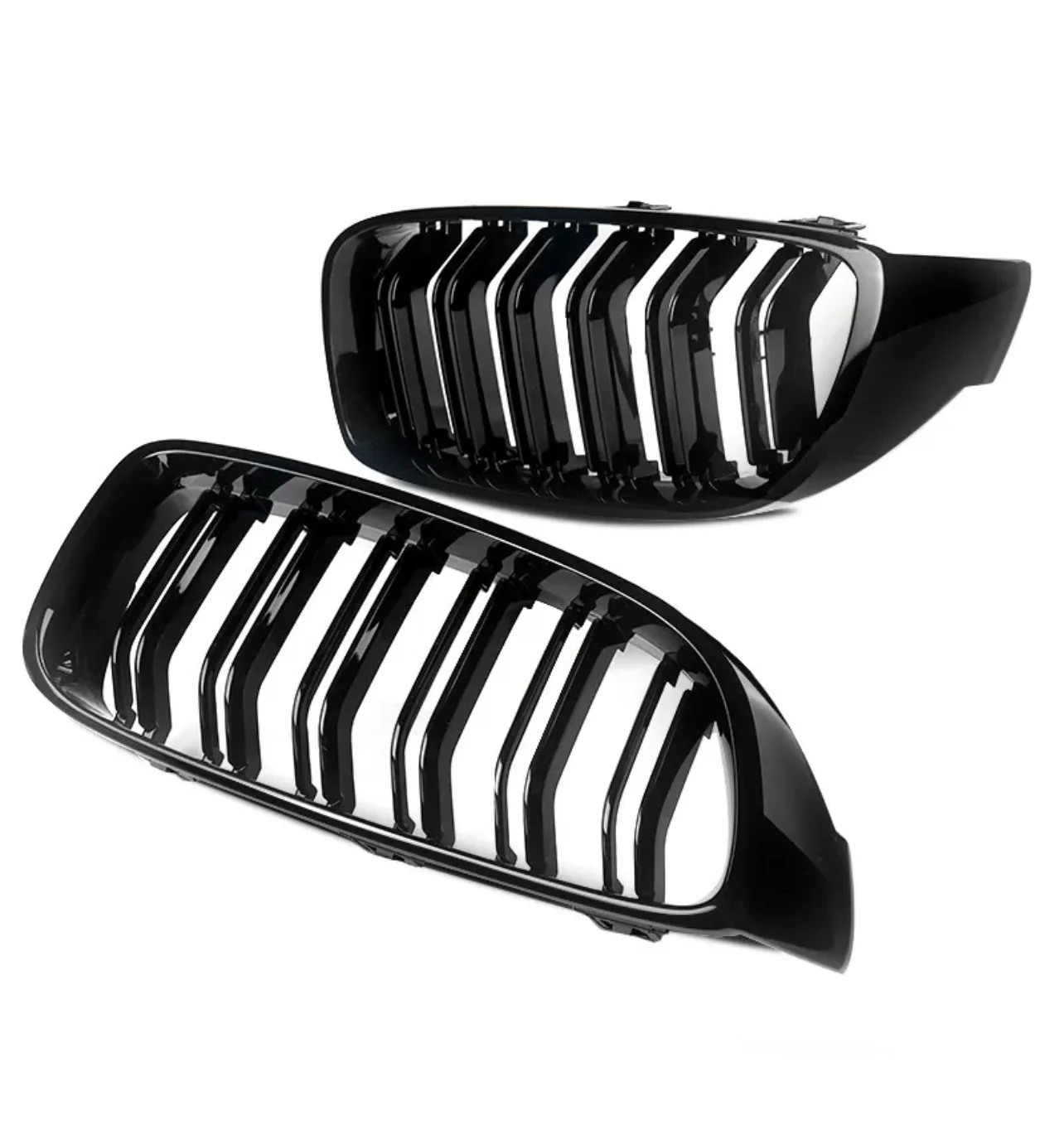 Front Grilles - Double Slat - Fits BMW F32 F33 F36 4 Series - Gloss Black - Image 3