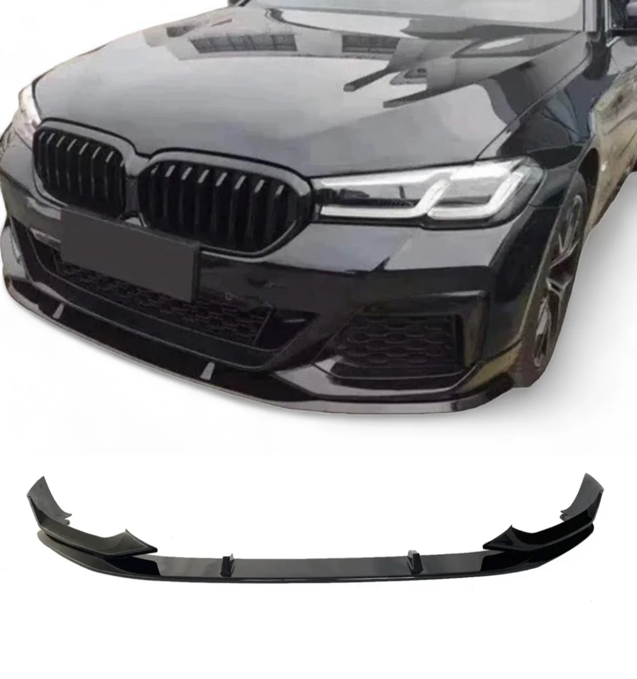 Front Splitter - Bumper - Lip Spoiler - Fits BMW 5 Series G30 -Gloss Black Lci