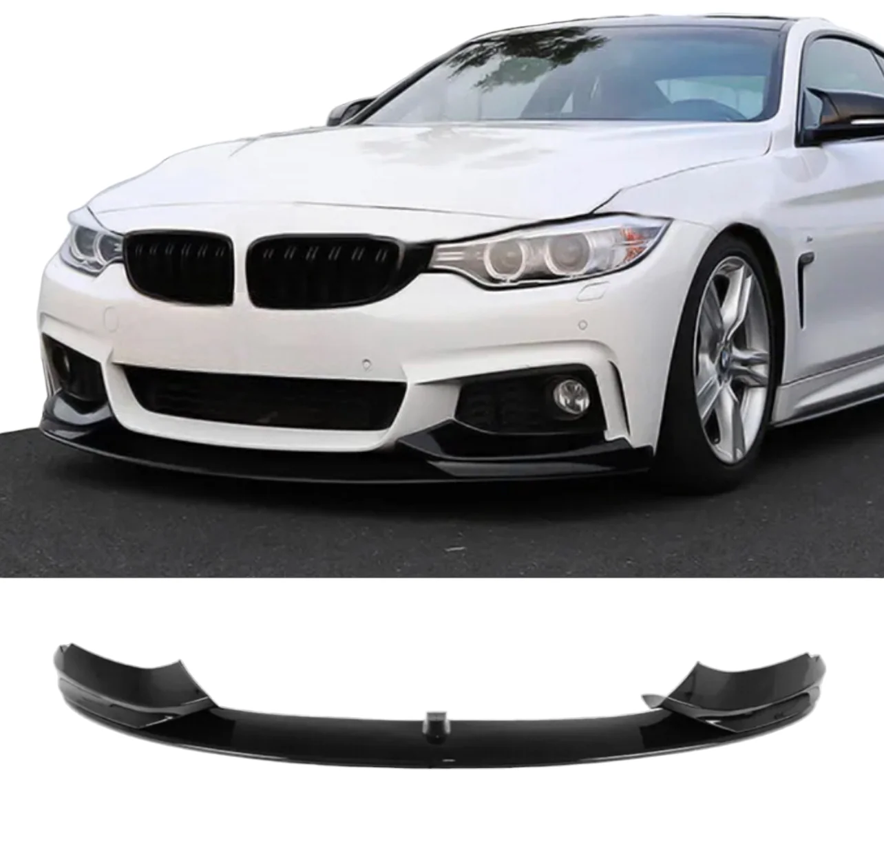 Front Splitter F32 F33 F36 - Fits BMW 4 Series - Gloss Black 2014-2020
