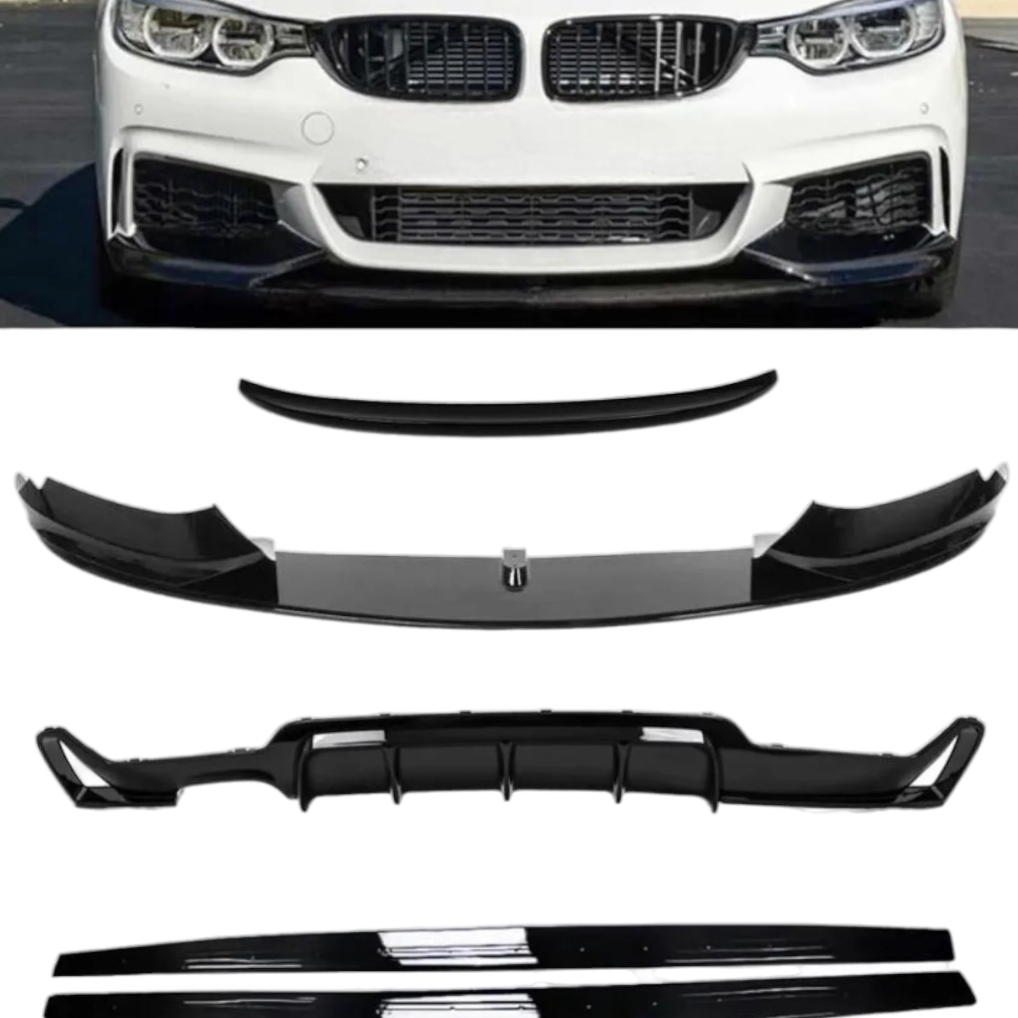 Full Body Kit - M Style - Fits BMW F32 F33 F36 4 Series - Quad Exit - Gloss Black - Image 3