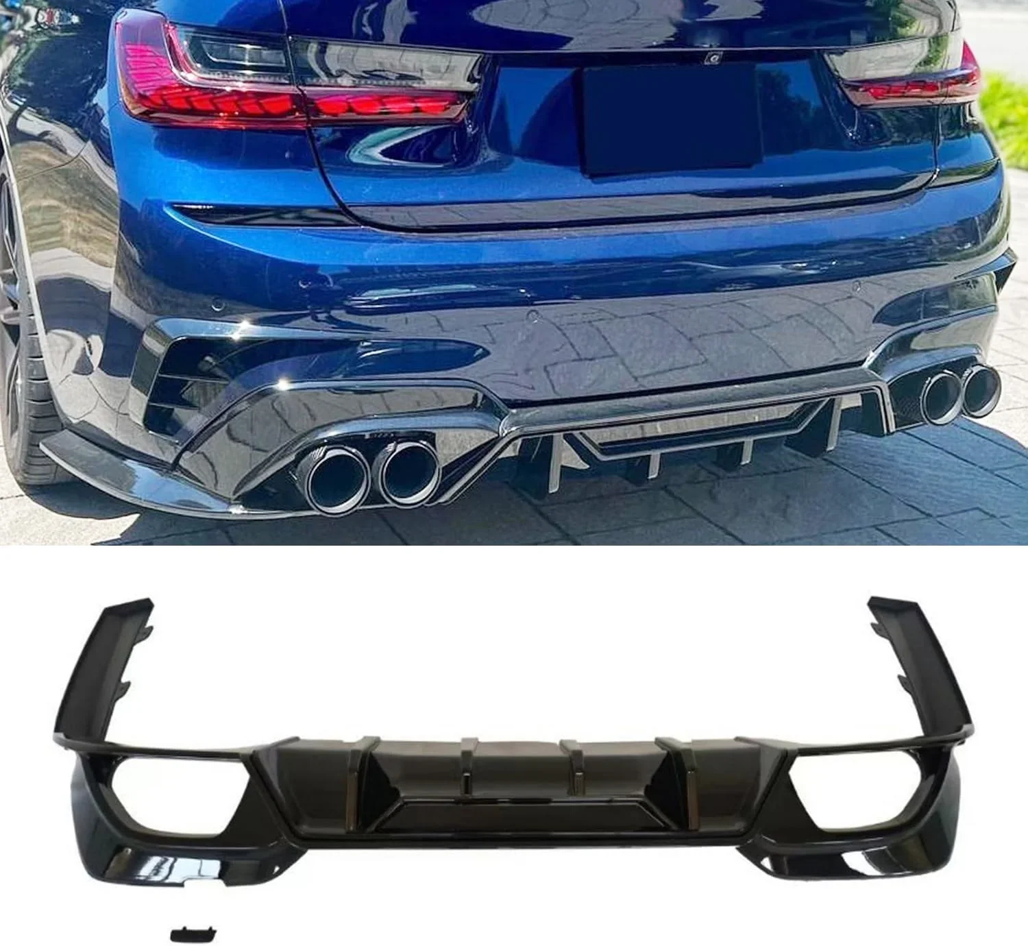 G20 G21 QUAD EXHAUST COMPETITION STYLE REAR DIFFUSER TAIL PIPE FOR BMW 3 SERIES - Image 15