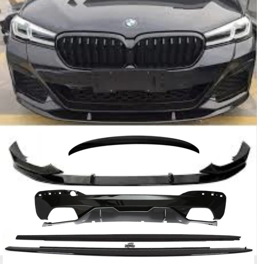 GLOSS BLACK BODY KIT FOR BMW 5 SERIES G30 G31 SPLITTER DIFFUSER SIDE SPOILER LCI