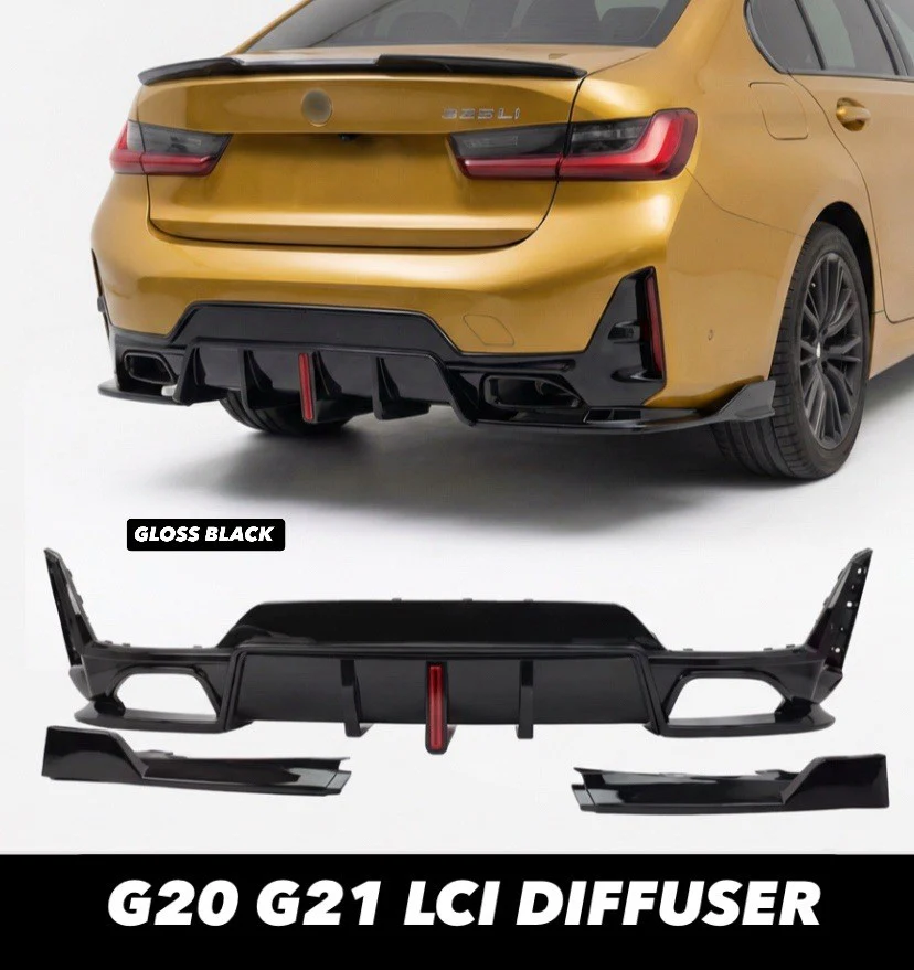 GLOSS BLACK G20 G21 LCI DIFFUSER PERFORMANCE STYLE REAR FOR BMW 3 SERIES - Image 2