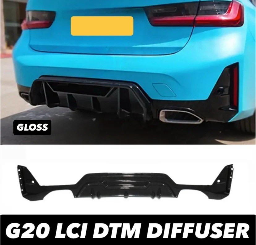 GLOSS BLACK M PERFORMANCE STYLE REAR DIFFUSER FOR BMW 3 SERIES G20 G21 LCI ABS - Image 3