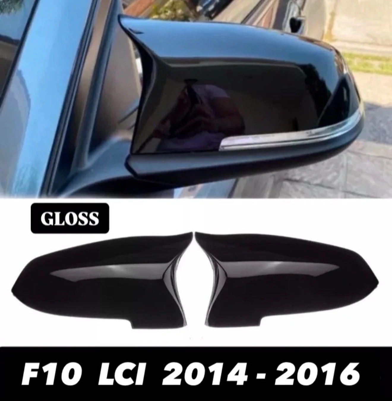 Gloss Black Mirror Cover Cap Covers Lci BMW 5 6 7 14-16 F10 F11 F01 F06 F07 - Image 10