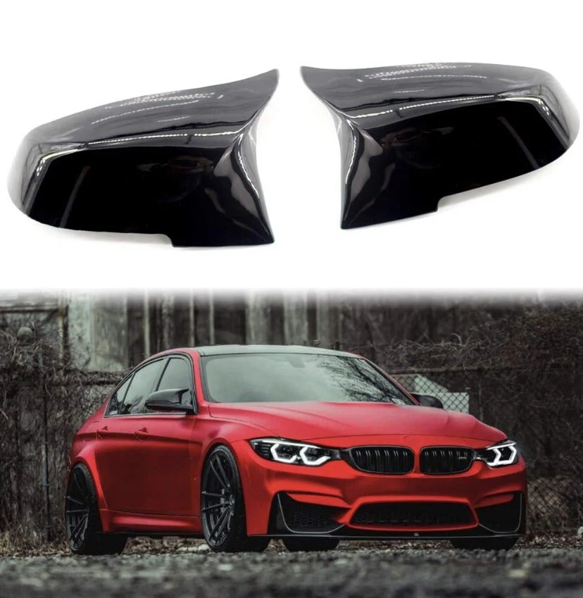 GLOSS BLACK REAR WING MIRROR COVER CAPS FOR BMW F20 F21 F22 F30 F32 F36 F87 M3