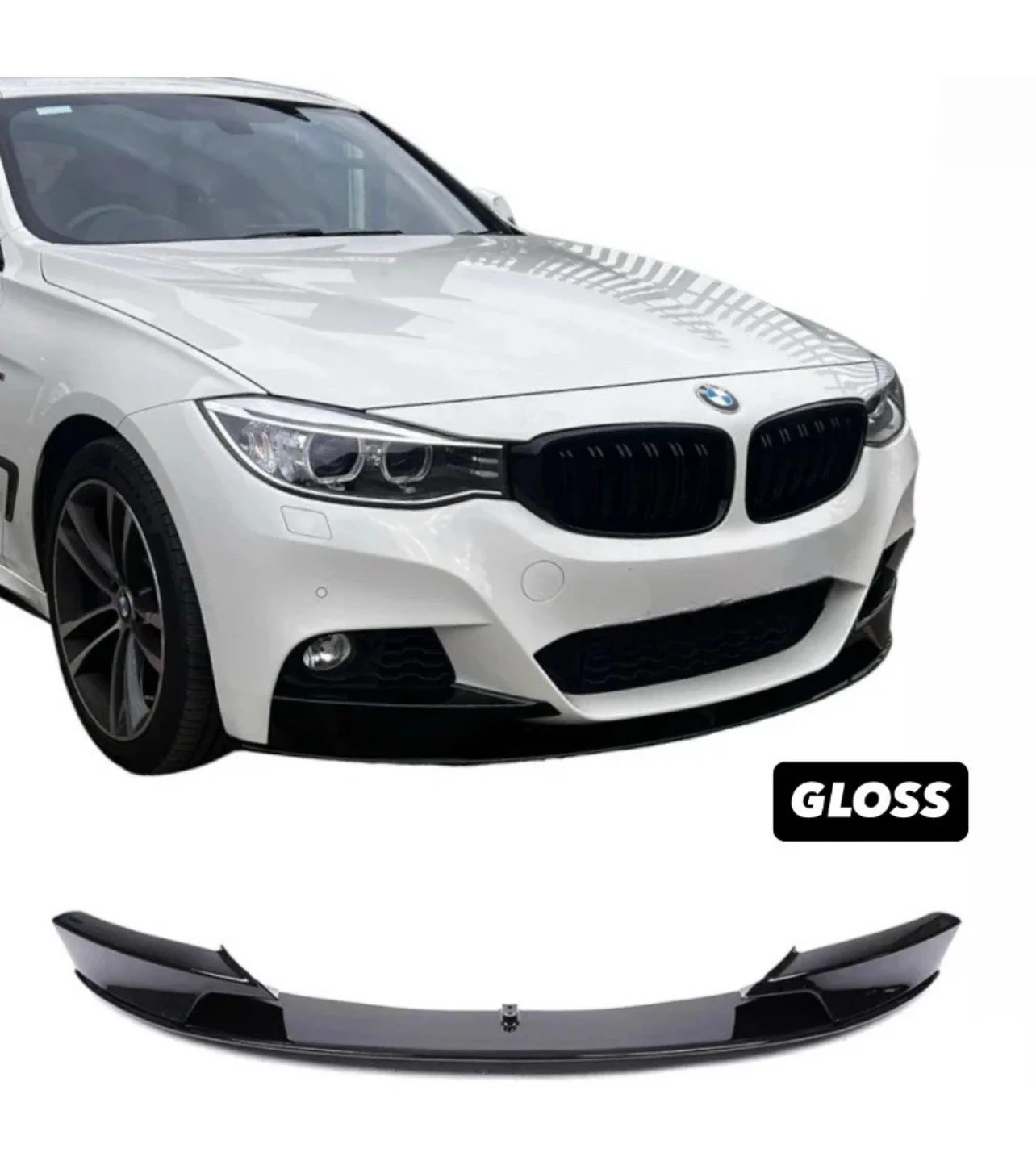 GT GRAN TURISMO MP STYLE FRONT LIP SPLITTER FOR BMW 3 SERIES F34 GLOSS BLACK - Image 4