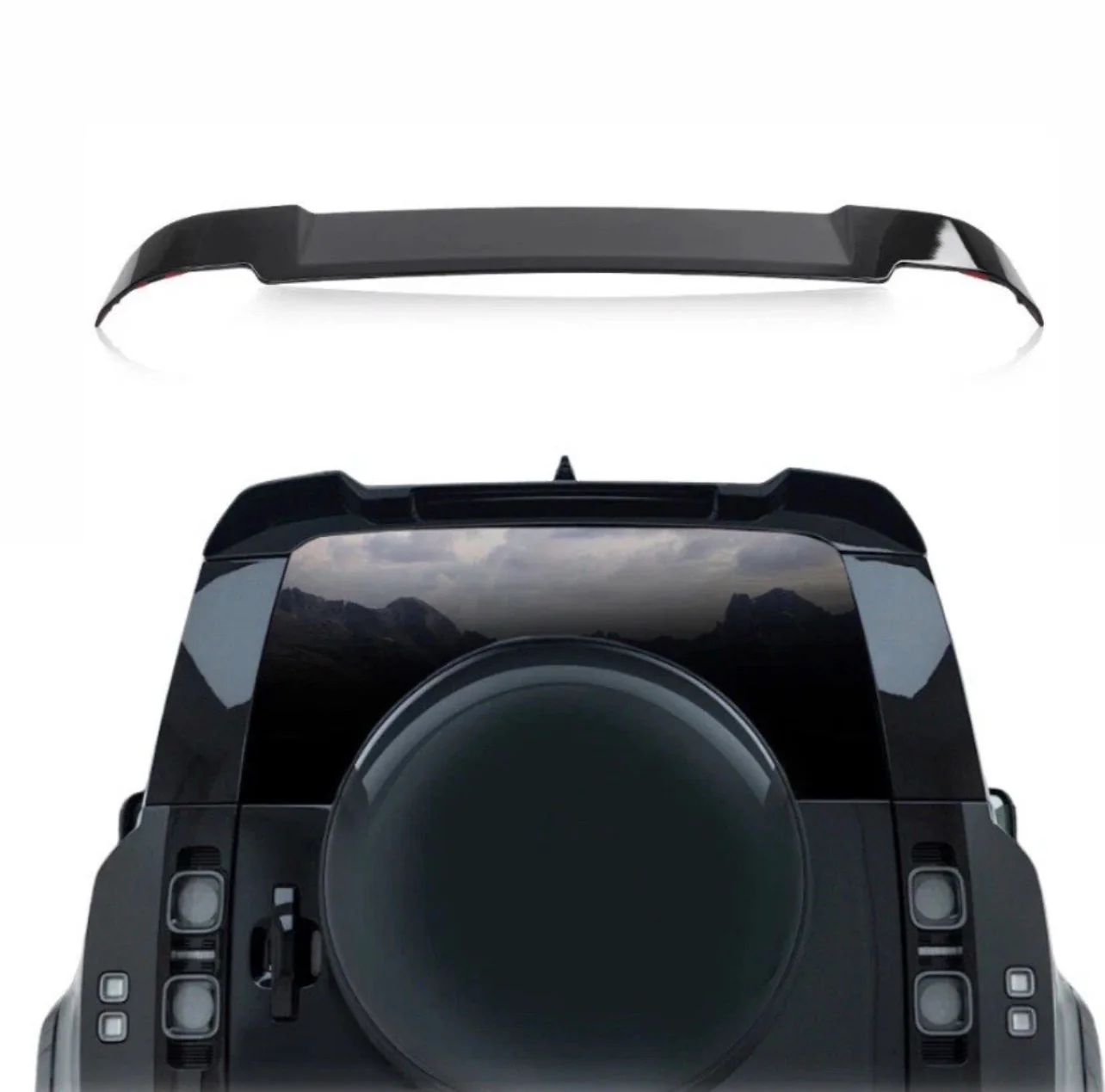 LAND ROVER DEFENDER REAR ROOF WING SPOILER 90 110 130 L663 GLOSS BLACK ABS