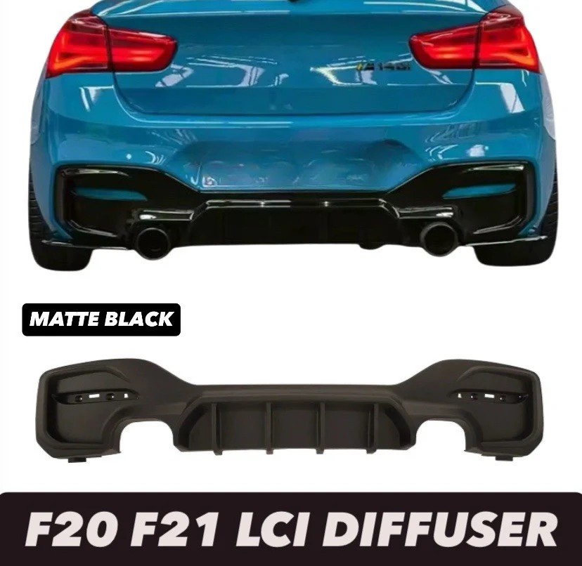 MATTE BLACK FOR BMW 1 SERIES F20 F21 M135i M140i REAR DIFFUSER M SPORT 15-19 LCI - Image 2