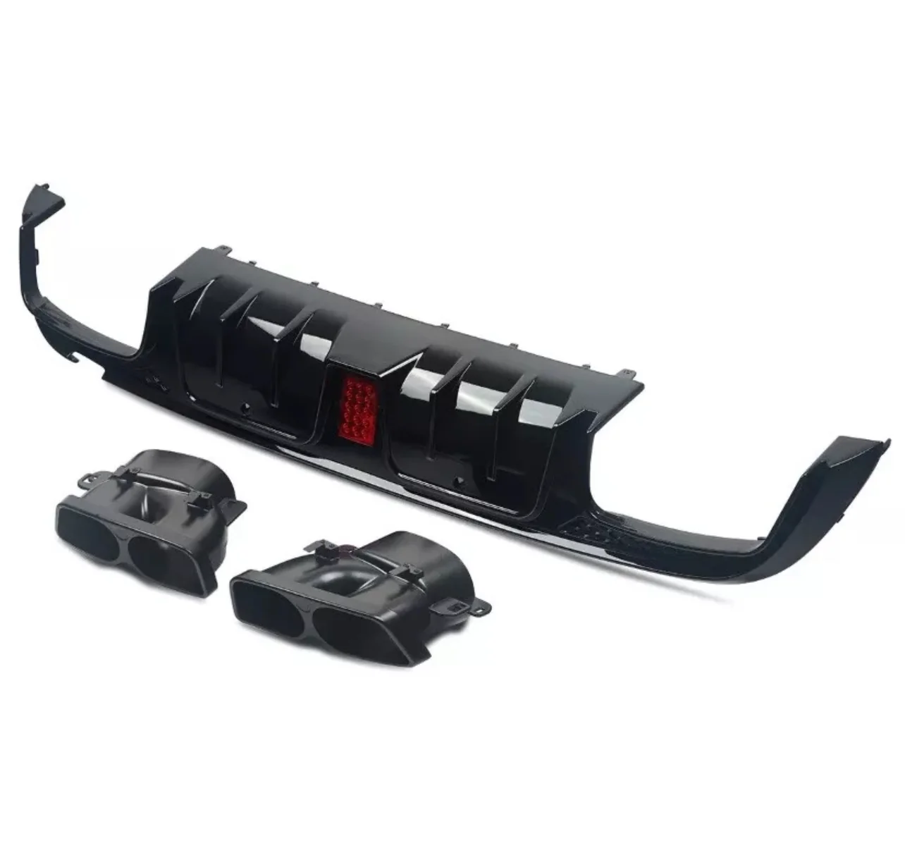 MERCEDES BENZ W205 AMG C63 REAR BUMPER DIFFUSER AMG B STYLE WITH TAILPIPE LED - Image 5