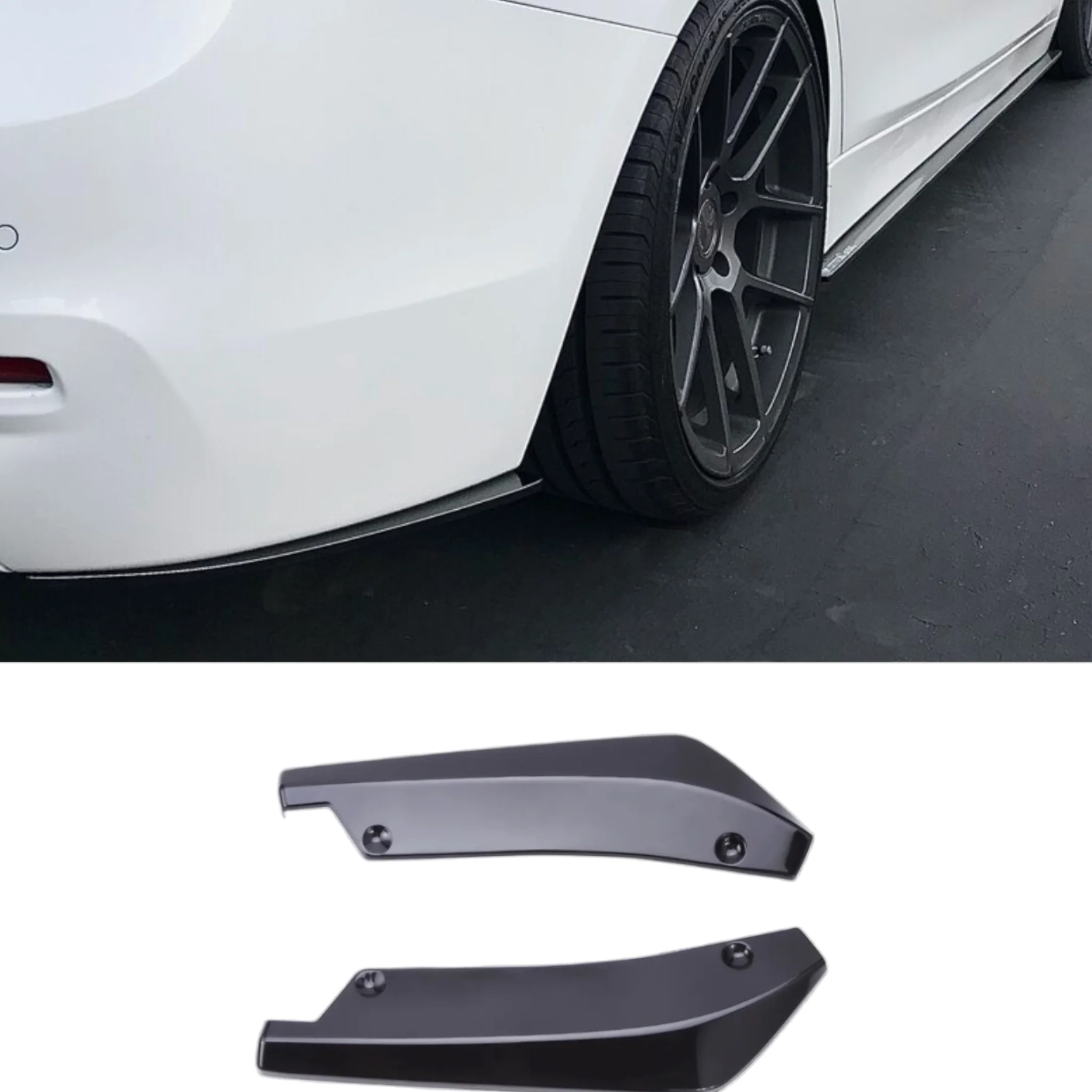 Rear Bumper Splitter Canards - Fits BMW F30 F31 3 Series - ABS - Gloss Black