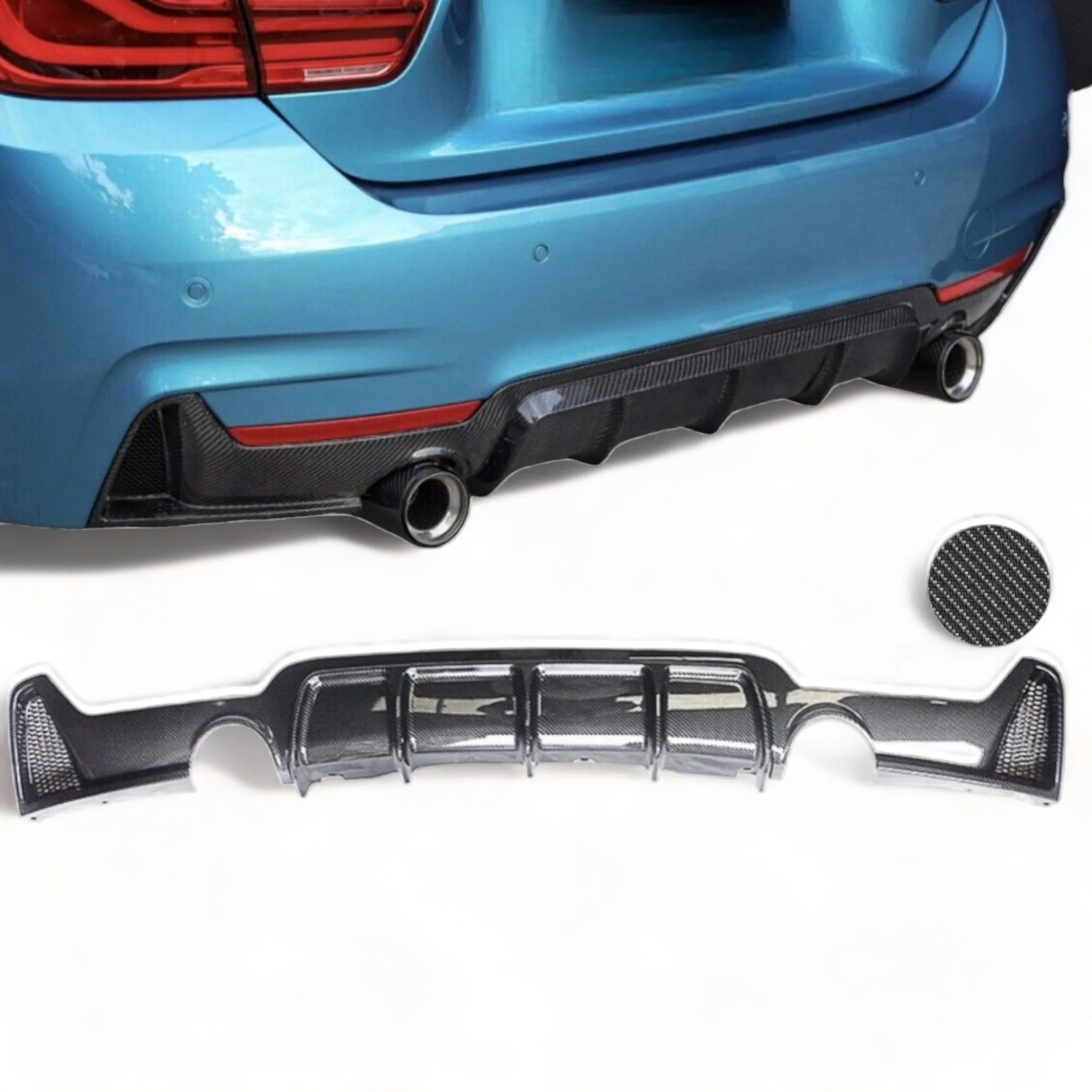 Rear Diffuser - Dual Exit - Fits BMW F32 F33 F36 - 4 Series - M Sport - Carbon Look