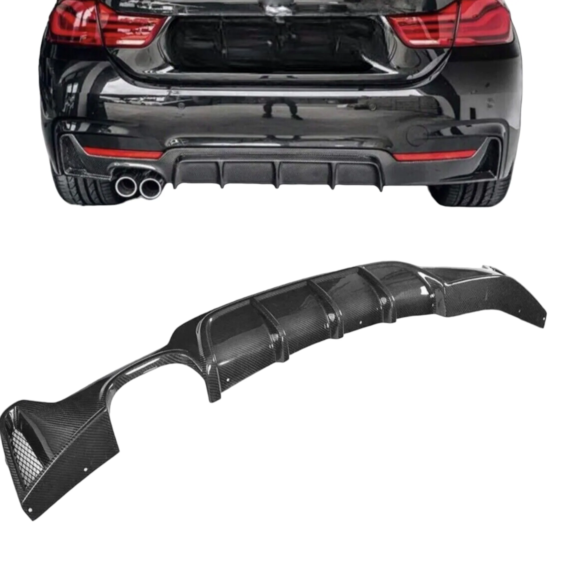 Rear Diffuser - Fits BMW F32 F33 F36 - 4 Series - M Sport - Carbon Look