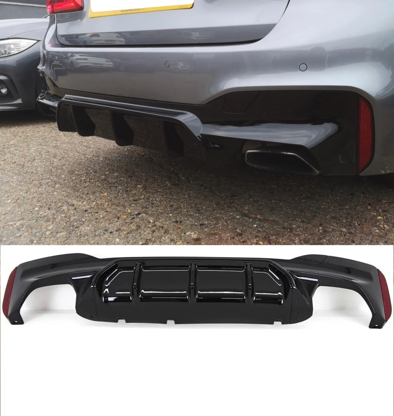 Rear Diffuser - Fits BMW G30 G31 - 5 Series - M5 Style - Gloss Black - Image 3