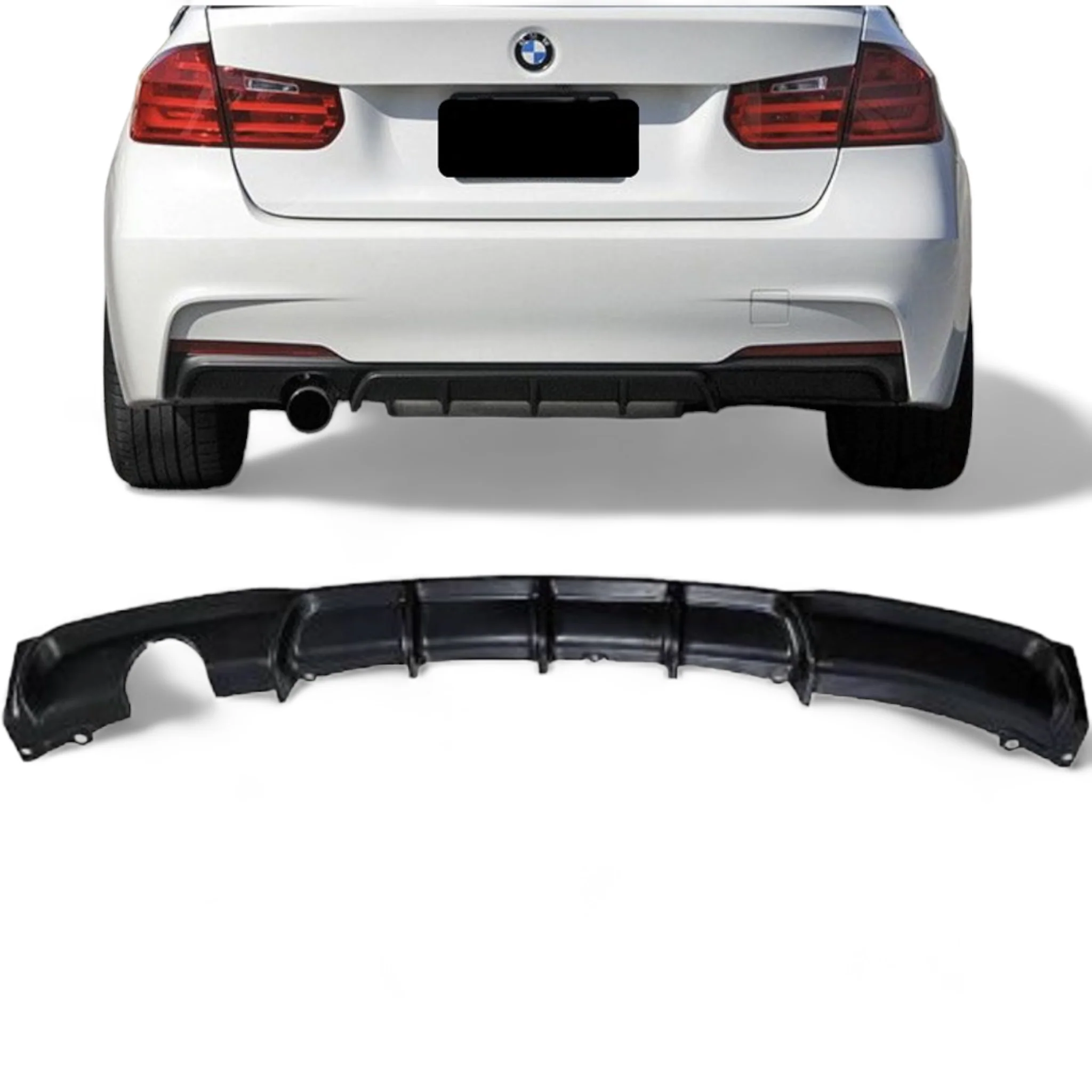 Rear Diffuser Single Exit Fits BMW F30 F31  3 Series Gloss Black