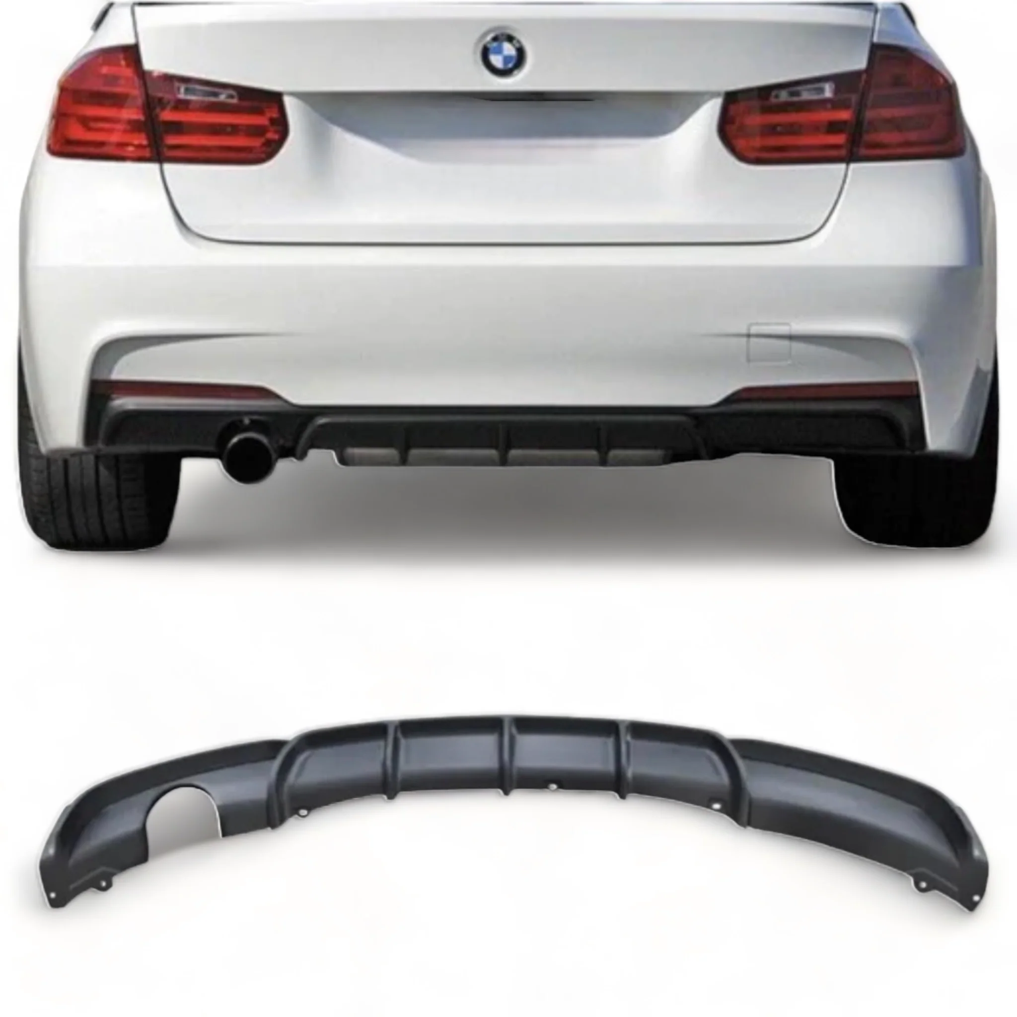 Rear Diffuser - Single Exit - Fits BMW F30 F31 - 3 Series - M Sport - Matte Black