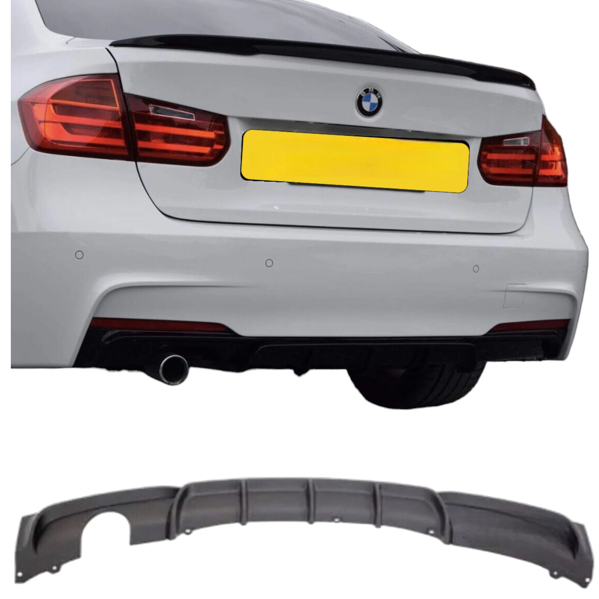 Rear Diffuser - Single Exit - Fits BMW F30 F31 3 Series - M Sport - Matte Black